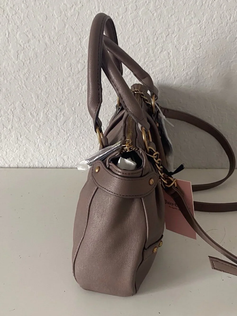 Juicy Couture In Her Juicy Era Satchel Bag‎ Iced Coffee Crossbody W/Charm NEW